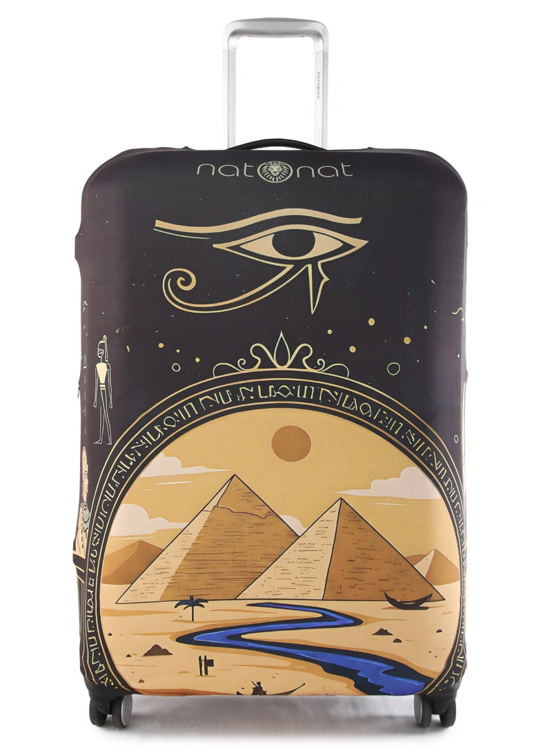 natOnat Travel Luggage Cover Protector - Suitcase Cover - Stretchy, Washable Spandex & Polyester - Protects Against Dirt & Scratches - Pyramids Design - Fits 58-63 CM Height ( Medium ) - Image 1